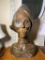 African Art Large Plaster Bust of Woman with Copper Rings