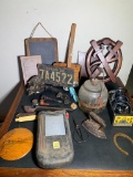 Group of Primitives, Wall Hangings, License Plate & More