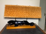 Large Vintage MCM Panther Lamp with Leopard Shade
