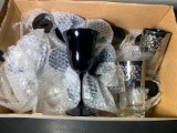 Vintage Lusterware Glass Tumblers & Black Water / Wine Glasses