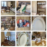 Family Room Cleanout-China Sets, Books, Glassware, Rocking Chair, Corner Shelf, Ceramic Items & More