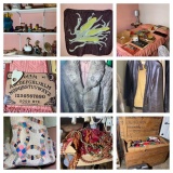Upstairs Bedroom / Attic Clean Out - Board Games, Vintage Clothing Fur Coat, Quilts & More