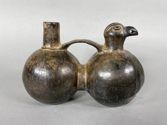 Chimu Culture Stirrup Bird Whistle Ceramic Vase