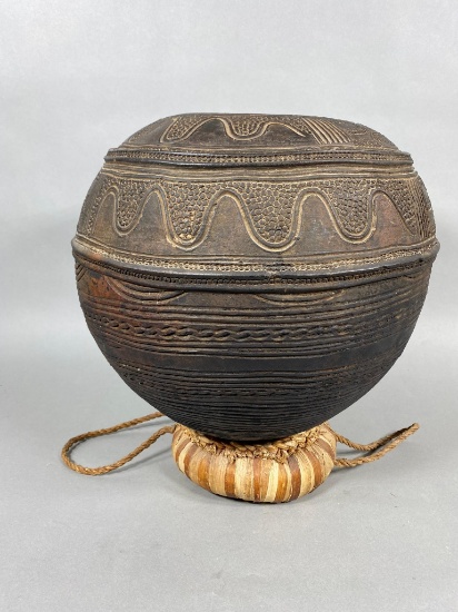 Large Nupe Bowl with Incised Animal Motifs, Nigeria, 20th c.