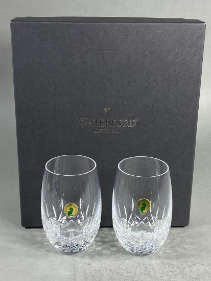 Two Waterford Crystal Wine Glasses Lismore Nouveau in Box