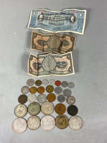 Group Lot of Foreign Money including Silver Coins