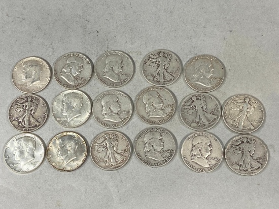 Group Lot of 17 Half Dollar Silver Coins