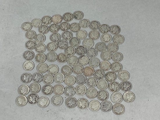 78 Silver Dime Coins 1935 to 1951