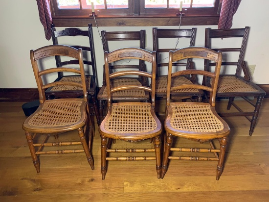 Group of Antique Caned Chairs