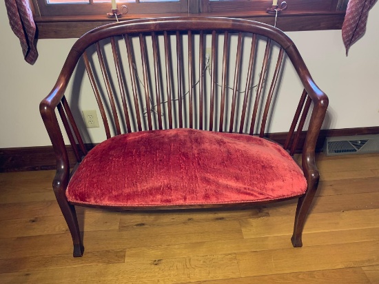 Antique Two Person Rod Back Bench