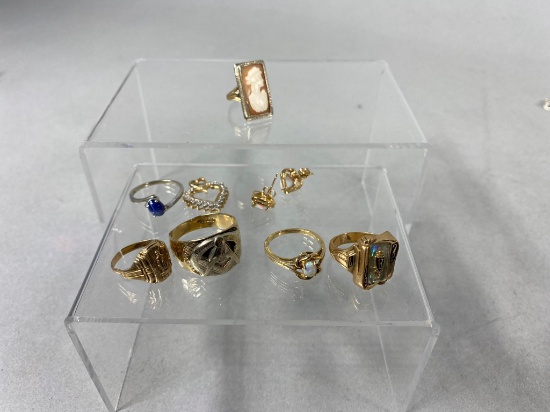 Group Lot of 10k gold and 14k gold jewelry including Masonic Ring