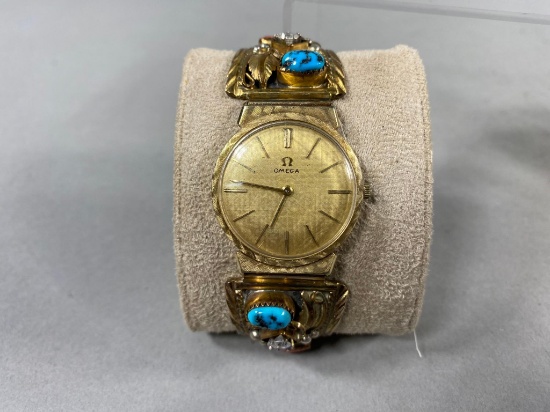 Vintage Mens Omega Watch 14k Gold Case 302 Mvmt. 17J 1956