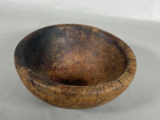 Rare Early Carved Burl Bowl Tight Grain Antique Nice