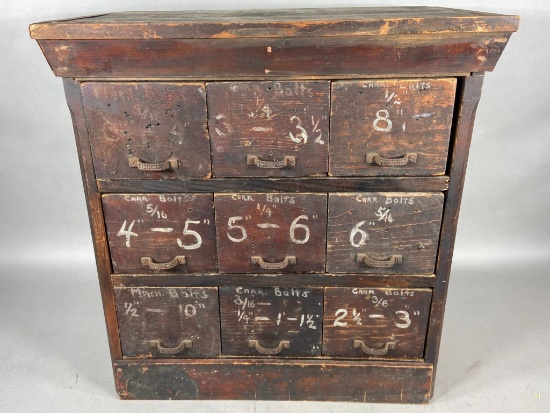 Great Antique Hardware Store Cabinet Bins