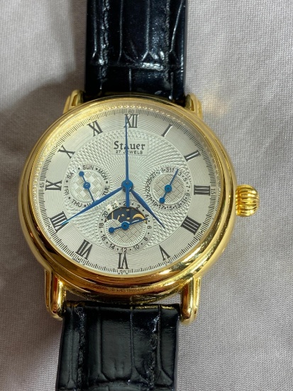 Stauer Men's Watch with Moon Phase and Date Runs