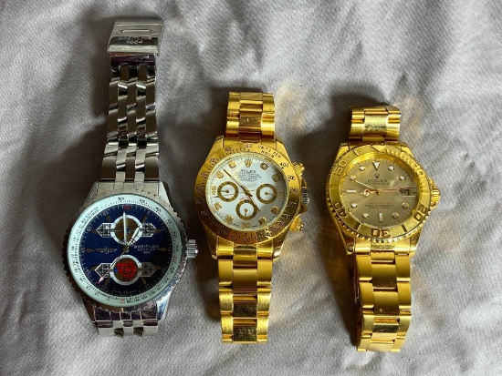 Group Lot of Three Fake Watches - Breitling and Rolex (2)