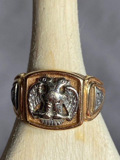 Men's 14k Gold Antique Masonic Ring