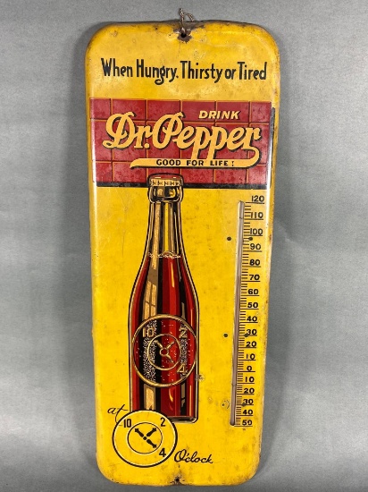 Vintage Dr. Pepper Metal Advertising Thermometer