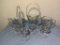 Group of Clear Glass Baskets, Candle Holders & Pitcher