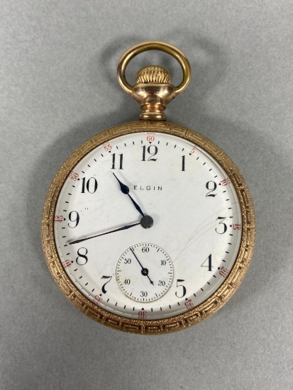 Antique Gold Filled Elgin Pocket Watch Runs 16 size, 7 Jewel