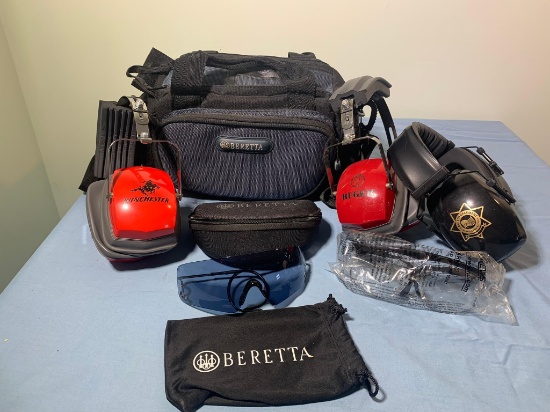 Beretta Range Glasses with Case, 3 Pairs of Hearing Protection & Beretta Range Bag