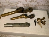 Railroad Keys, Two Brass Train Throttle Handle & Train Tool