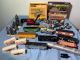 Group of Assorted Train Cars, Bachmann HO Scale Pier Set, & Atlas Passenger Station Kit