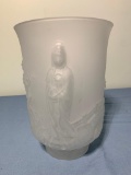 Fenton Empress Emperor Scenery Crystal Velvet Frosted Vase