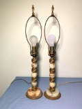 Pair of Slag Glass Table Lamps
