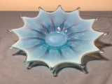 Fostoria Heirloom, 12 Point Blue Opalescent Glass Bowl