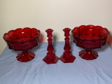 Group of Fostoria Coin Glass Ruby Red