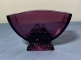 Vintage Fenton Lovebirds Purple Amethyst Glass Dish
