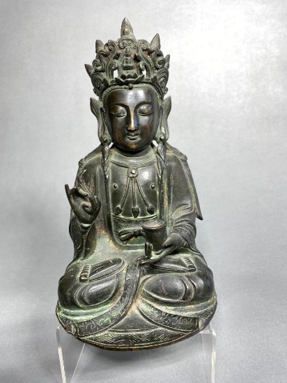 Bronze Cast Figure of Bodhisattva, Chinese 15th c. Ming Dynasty