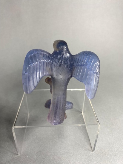 Art Glass Bird - Daum France, Purple and Clear Glass