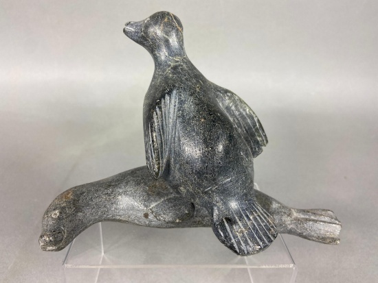 Vintage Inuit Tribal Carved Soapstone Figure