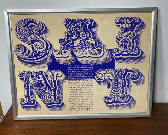 Screen Print - Corita Kent - "SAINT" - Leonard Cohen Lyrics - 1968