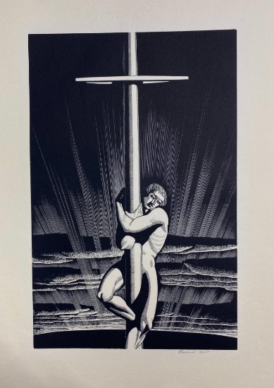 Sea and Sky, Rockwell Kent, Wood Engraving, Signed, 1931