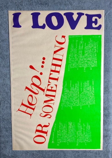 Vintage Sister Mary Corita Screen Print Signed - Help or Something! - 1967