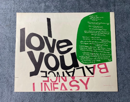 Sister Mary Corita Print on Paper - I Love You - Screen Print