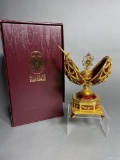 Vintage Franklin Mint Sterling Silver Faberge Egg with Diamonds, Gems in Box