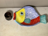 Italian Made Fish Platter & Pottery Cup