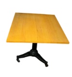 Adjustable Iron Base Table with Wooden Top
