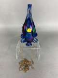 Unusual Vintage Hanging Art Glass Vase Henry Halem