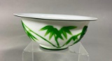 Vintage Green and White Chinese Peking Glass Bowl