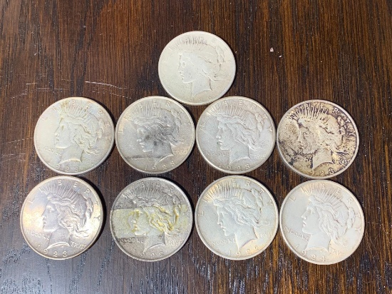 (9) Peace Dollars - Assorted Dates