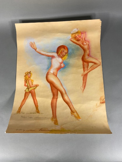 Vintage Pin-Up Poster Signed
