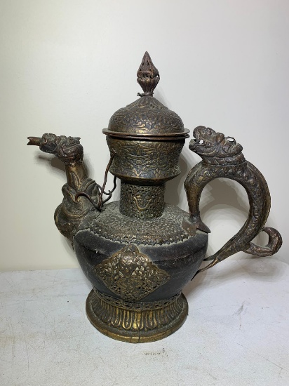 20th Century Chinese Kettle or Teapot w/Dragons Tibetan