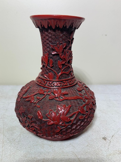 Vintage Mid Century Chinese Cinnabar Style Vase