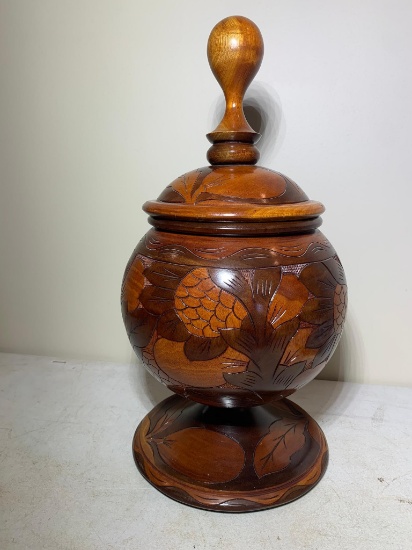 Folk Art Style Wooden Jar