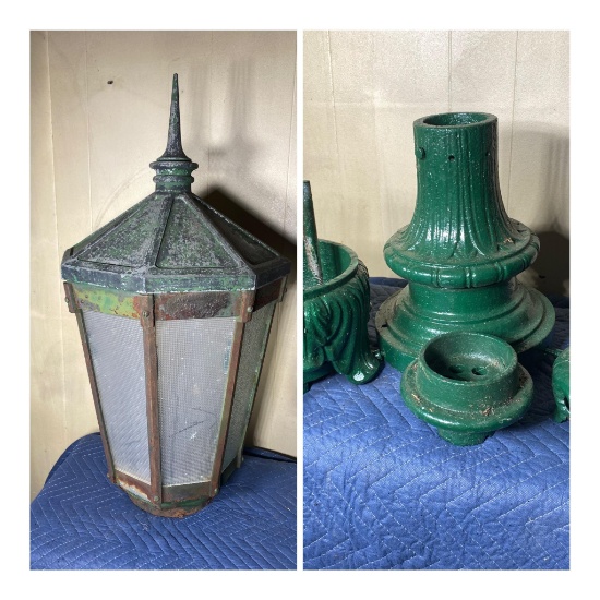 Antique Street Lamp with Cast Iron Base Pieces